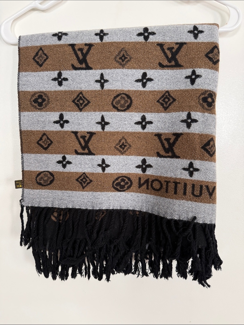 Fashion Striped Scarf in Brown & Gray